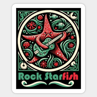 Rock Star(fish), funny, guitar starfish tshirt, merch Sticker